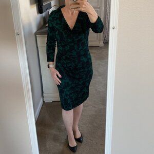 Chaps 3/4 length sleeve criss cross bodice dress